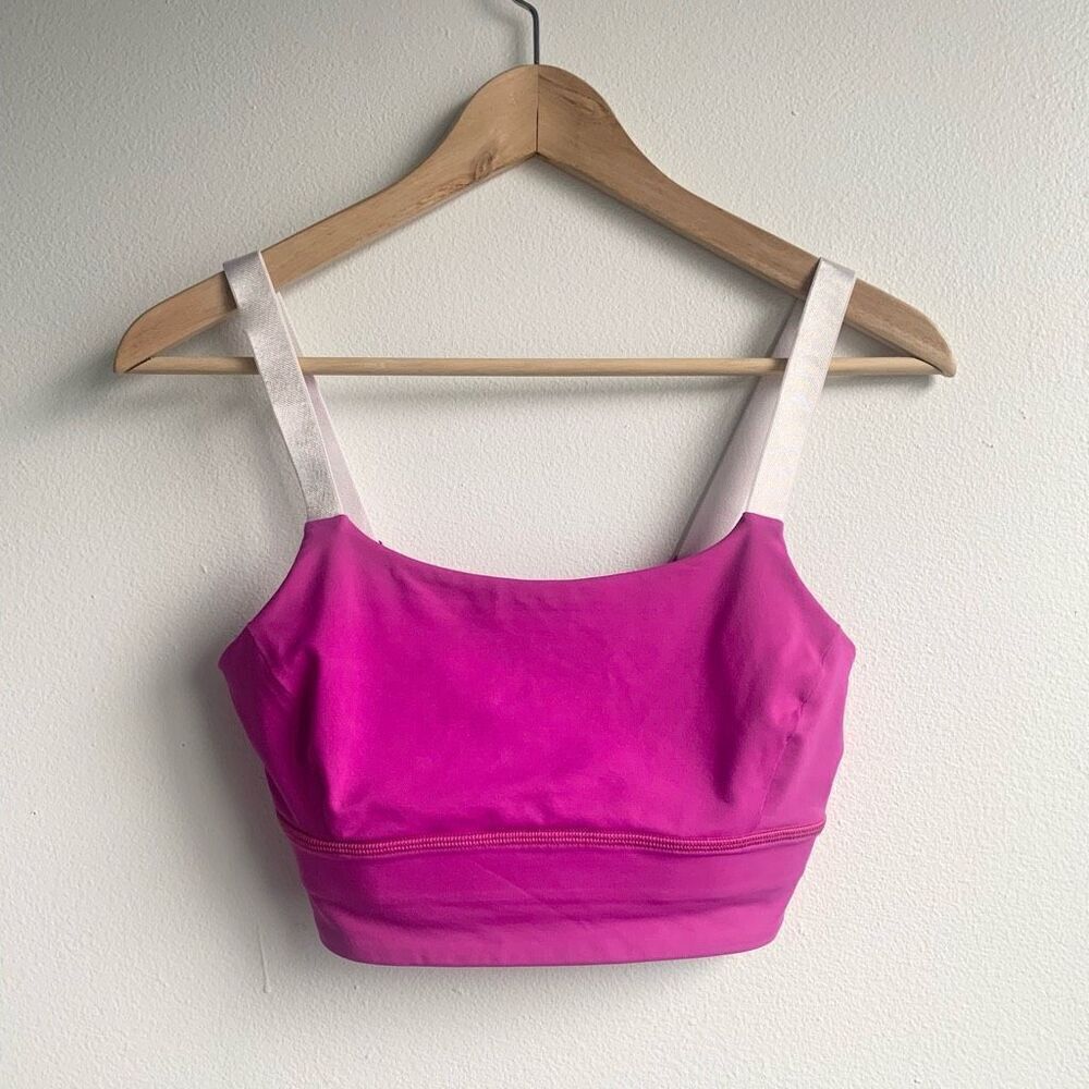 lululemon athletica Pink & White Cropped Sports Bra